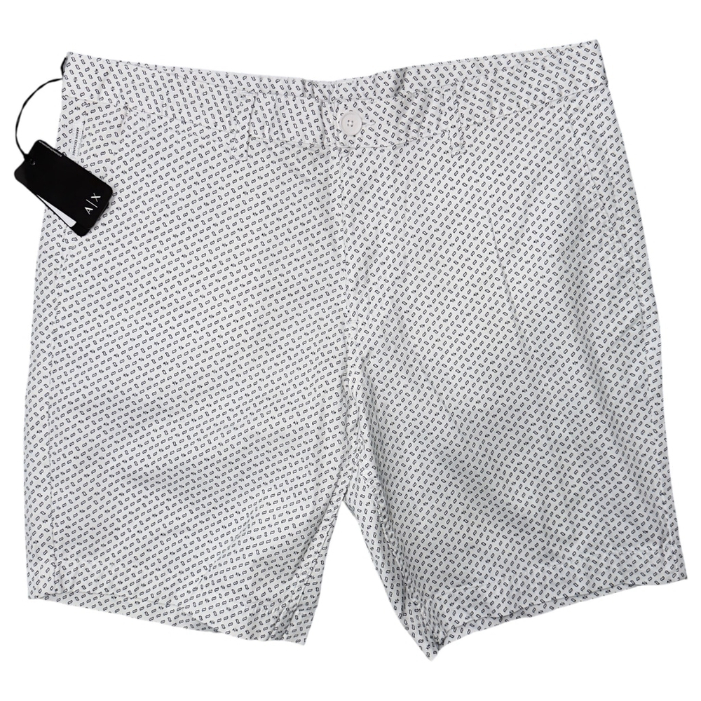 NWT Armani Exchange Mens 36 Waist‎ Logo AX Black and White Flat Front Shorts